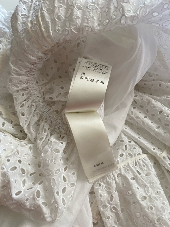 Girls' White Eyelet Puff-Sleeve Dress - Picture 12 of 17